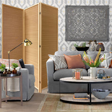 Load image into Gallery viewer, 6' Light Bamboo 3 Panel Room Divider Screen