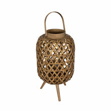 Load image into Gallery viewer, Coastal Bamboo and Wood Lantern Stand