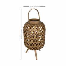 Load image into Gallery viewer, Coastal Bamboo and Wood Lantern Stand