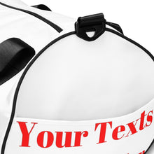 Load image into Gallery viewer, All-over print gym bag,Personalized gift gym bag, Weekender bag, Water resistant bag, Travel bag, Athletic bag, Beach bag with strap, Corporate Event Bag