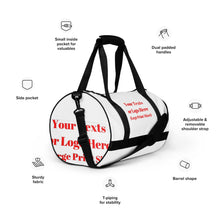 Load image into Gallery viewer, All-over print gym bag,Personalized gift gym bag, Weekender bag, Water resistant bag, Travel bag, Athletic bag, Beach bag with strap, Corporate Event Bag