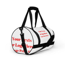 Load image into Gallery viewer, All-over print gym bag,Personalized gift gym bag, Weekender bag, Water resistant bag, Travel bag, Athletic bag, Beach bag with strap, Corporate Event Bag
