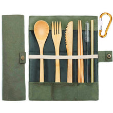 Load image into Gallery viewer, Bamboo Travel Utensils Sustainable Bamboo Cutlery Set Reusable Knife,Fork,Spoon,Biodegradable Straws Chopsticks Zero Waste Wrap
