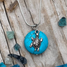 Load image into Gallery viewer, Turtle Necklace with Turquoise Soar Eco