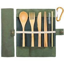 Load image into Gallery viewer, Bamboo Travel Utensils Sustainable Bamboo Cutlery Set Reusable Knife,Fork,Spoon,Biodegradable Straws Chopsticks Zero Waste Wrap
