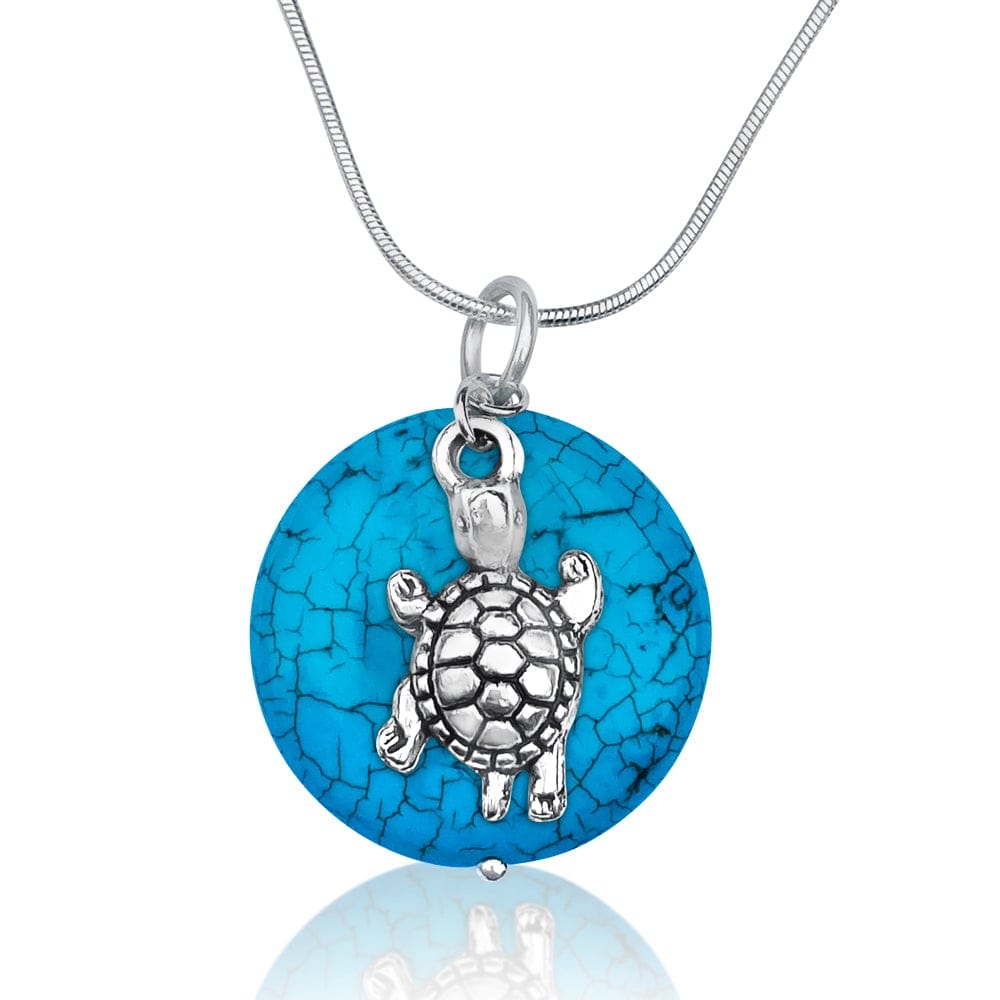 Turtle Necklace with Turquoise Soar Eco